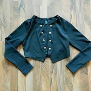 Juniors M Finesse Black Cropped Cardigan